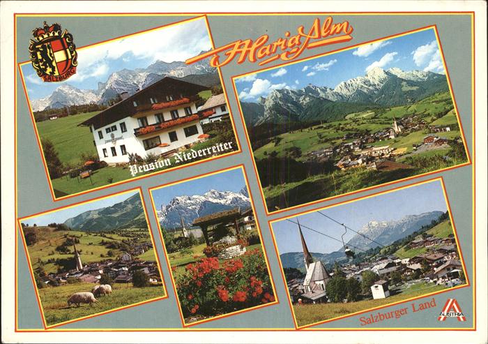 Maria Alm Steinernen Meer Pension Niederreiter Panorama mit Alpenblick Kirche Br