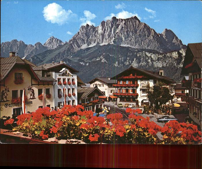 St Johann Tirol Ortsansicht mit Wildem Kaiser Gasthof zum Baeren Sommerfrische