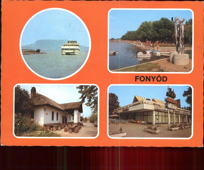 Fonyod Fuerdoe Faehrschiff Plattensee Strand Denkmal Skulptur Restaurant