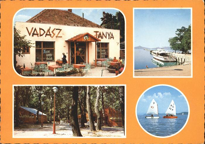 Fonyod Fuerdoe Restaurant Uferpartie am Plattensee Segelboot