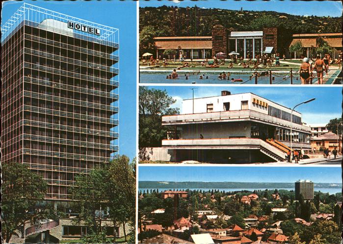 Balaton Plattensee Hotel Schwimmbad Panorama mit Plattensee