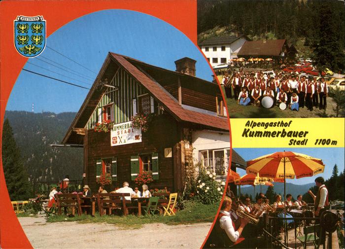 Trattenbach Alpengasthof Kummerbauer Stadl Musikverein Instrument Wappen