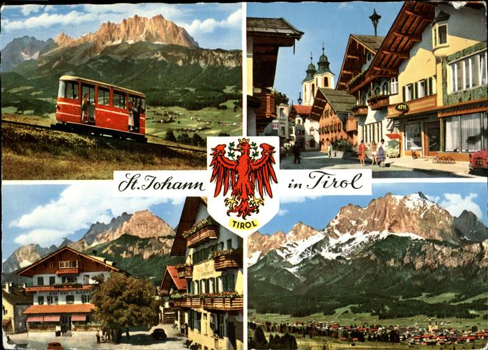 St Johann Tirol Drahtseilbahn Hauptstrasse Kirche Stadtplatz Wilder Kaiser Noerd