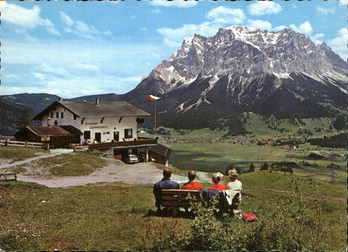 Lermoos Tirol Restaurant Gschwandtkreuz Panorama mit Zugspitze Wettersteingebirg