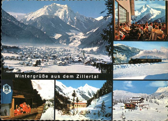 Mayrhofen Zillertal Panorama mit Gruenberg Pankenbahn Bergrestaurant Zillertalba