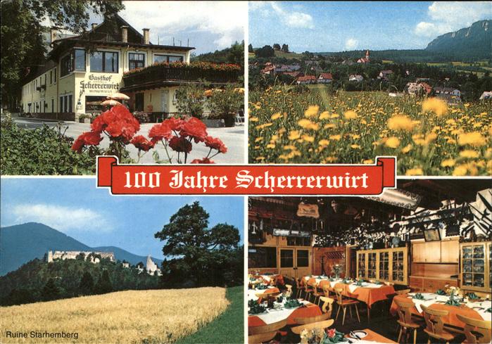 Dreistetten Gasthof Scherrerwirt Panorama Ruine Starhernberg