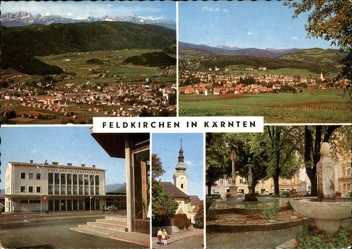 Feldkirchen Kaernten Panorama Alpen Brunnen