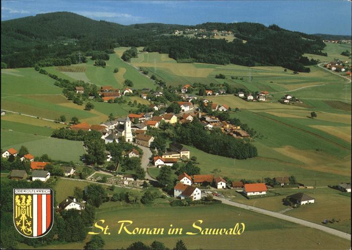Oesterreich St. Roman im Sauwald Fliegeraufnahme Wappen