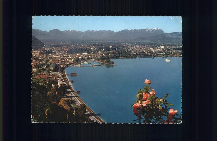 Bregenz Vorarlberg Panorama Fliegeraufnahme See Berge