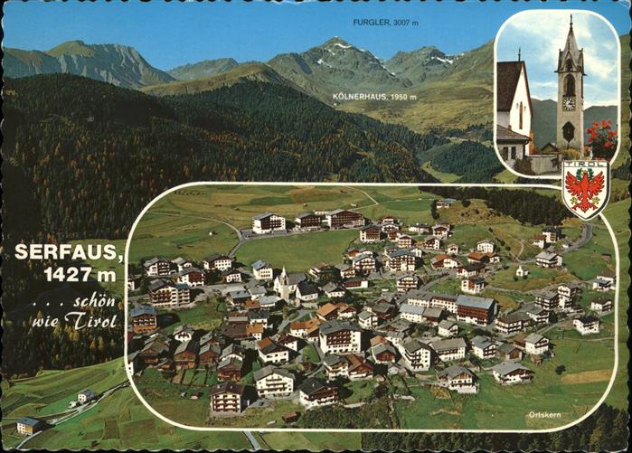 Serfaus Tirol Ortskern Kirche Komperdellgebiet Koelnerhaus Furgler Samnaungrupe