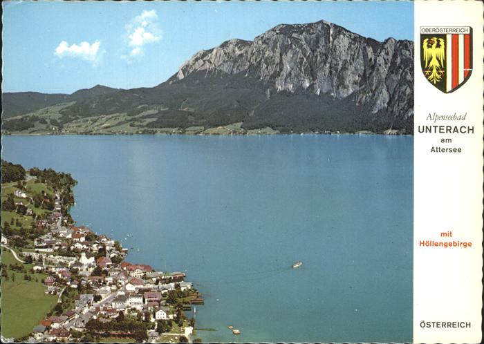 Unterach Attersee Fliegeraufnahme Hoellengebirge Wappen