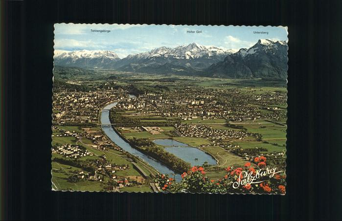 Salzburg Oesterreich Salzachtal und Alpenpanorama Fliegeraufnahme