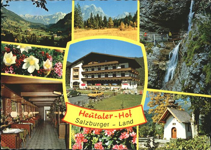 Unken Gasthof Pension Heutaler Hof Alpenblumen Wasserfall Kapelle Alpenpanorama
