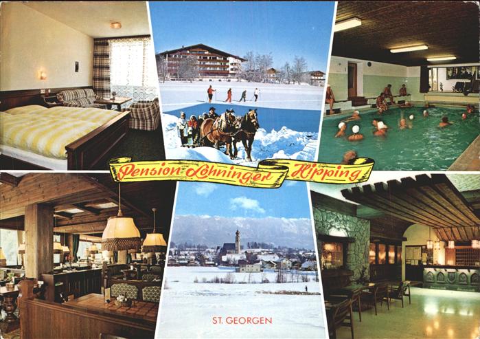 St Georgen Attergau Hotel Pension Lohninger Schober Pferdeschlitten Schwimmbad G