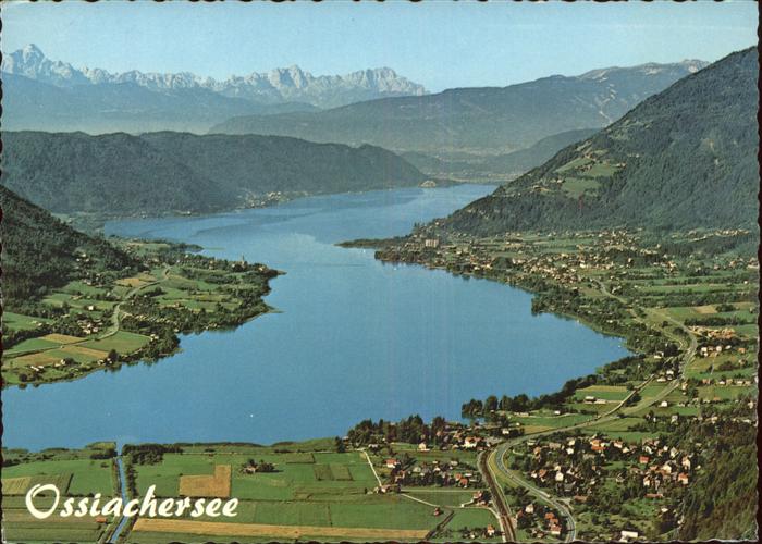 Ossiachersee Panorama mit Steindorf Stiegl Bodensdorf und Ossiach Fliegeraufnahm