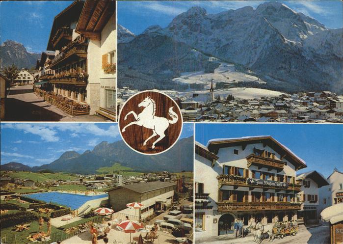 Abtenau Ortsansicht mit Alpenpanorama Gasthof Weisses Roessl Schwimmbad
