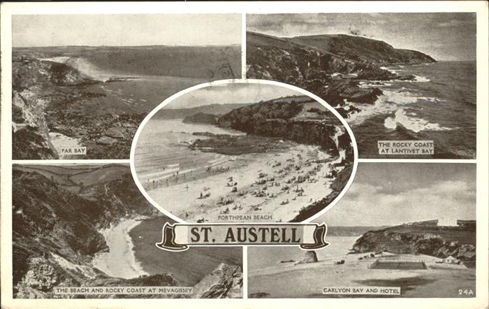 St Austell Par Bay Beach Rocky Coast at Mevagissey Carlyon Bay Hotel Lantivet Ba
