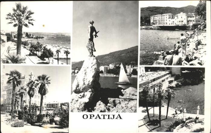 Opatija Abbazia Strand Denkmal Segelboot Promenade