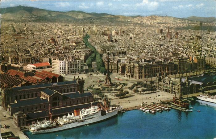Barcelona Cataluna Vista aerea Monumento Hafen Schiff Denkmal