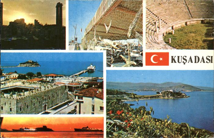 Kusadasi Teilansichten Arena Hafen Schiff Halbinsel