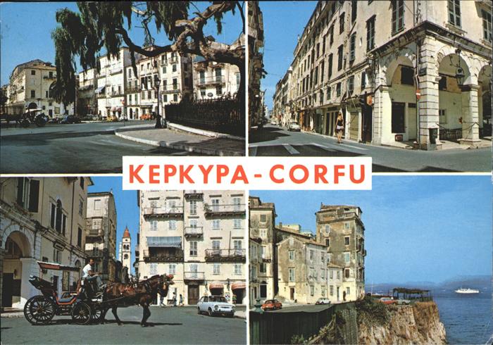 Kerkyra Teilansichten Pferdekutsche Kueste