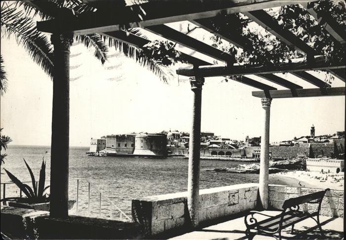 Dubrovnik Ragusa Blick zur Festung Terrasse Strand