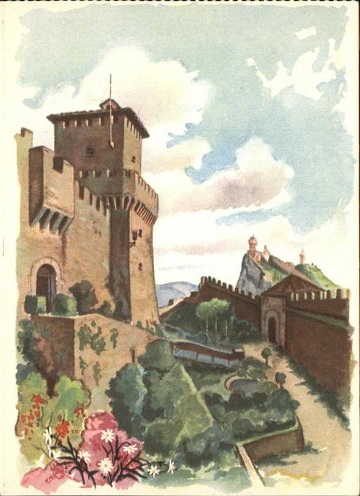 San Marino Le tre Torri Fortezza Drei Tuerme Festung Kuenstlerkarte