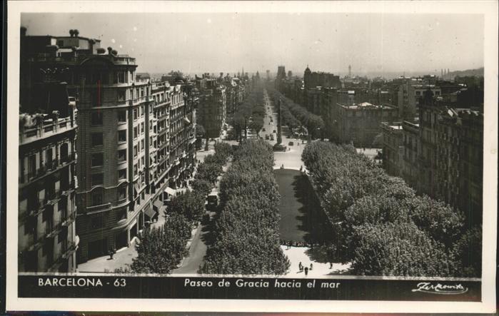 Barcelona Cataluna Paseo de Gracia hacia el mar