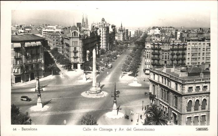 Barcelona Cataluna Calle de Corcega Avenida del Generalisi