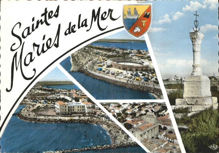 Saintes-Maries-de-la-Mer Wappen Fliegeraufnahme