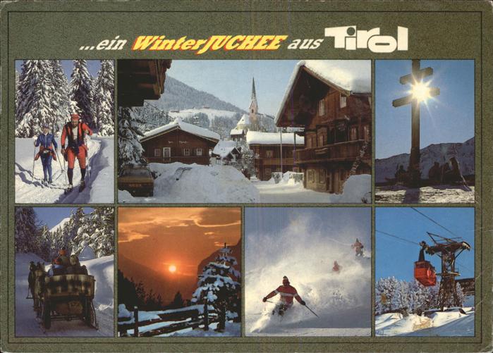 Tirol Region Seilbahn Winter Skifahrer Langlauf Kutsche