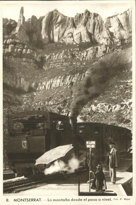 Montserrat Kloster La montana desde el paso a nivel Eisenb