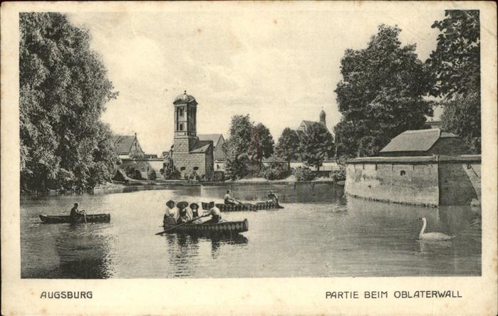 Augsburg Partie beim Oblaterwall Turm Boot Schwan