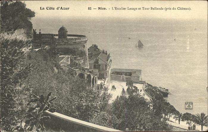 Nice Alpes Maritimes Escalier Lesage Tour Bellanda vue prise