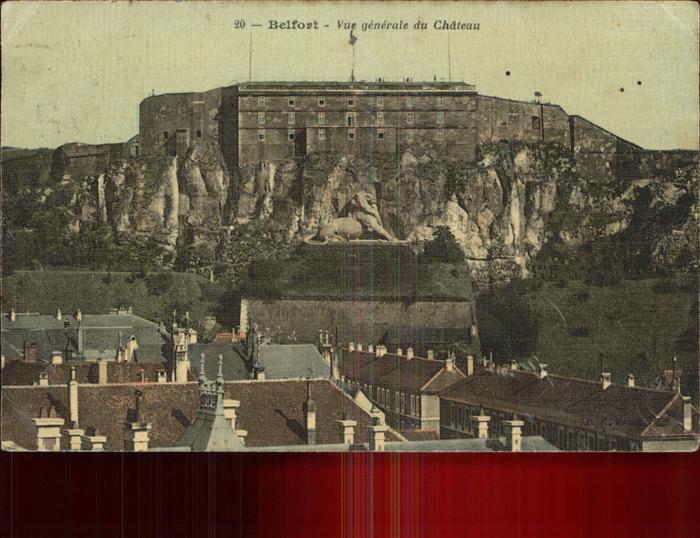 Belfort Alsace Vue generale du Chateau et le Lion
