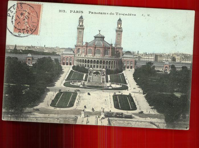 Paris Panorama du Trocadero Stempel auf AK