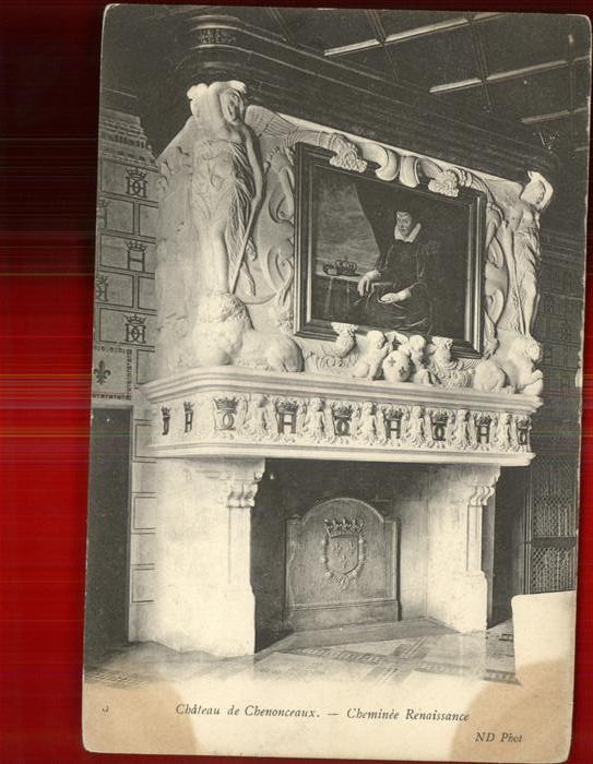 Chenonceaux Indre et Loire Chateau Cheminee Renaissance