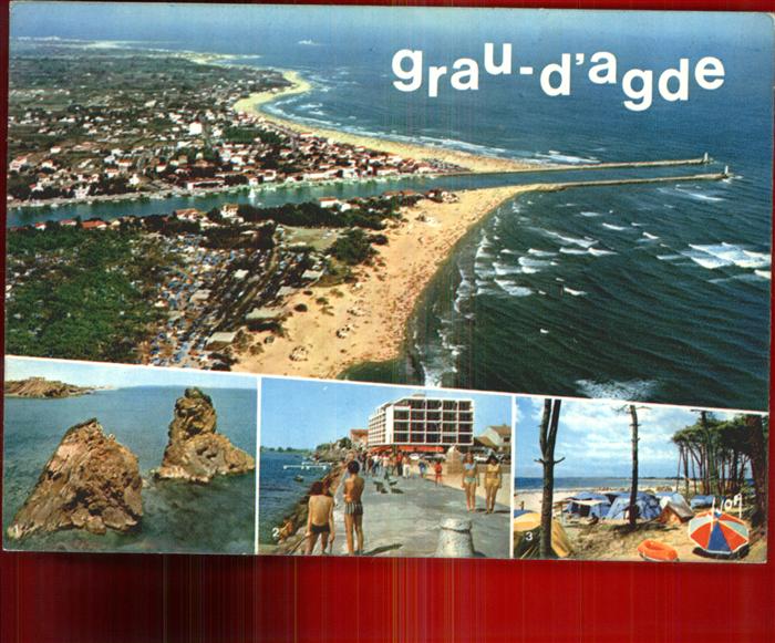 Le Grau d Agde Vue aerienne Plage Camping