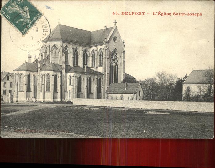Belfort Alsace Eglise Saint Joseph Stempel auf AK