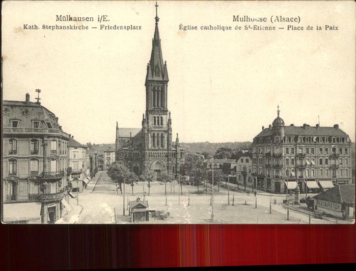 Muelhausen Elsass Stephanskirche Friedensplatz Eglise St.