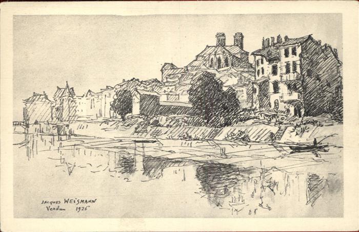Verdun Meuse Bords de la Meuse 1926 Künstlerkarte Ja