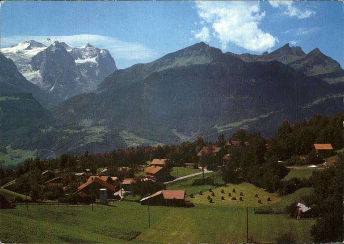 Goldern-Hasliberg Panorama mit Wetterhorngruppe Schwarzhorn Berner Alpen