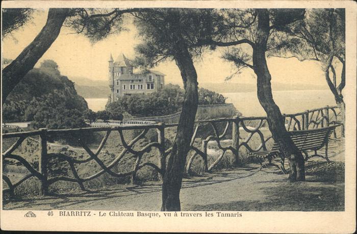 Biarritz Pyrenees Atlantiques Chateau Basque vu a travers les Tamaris