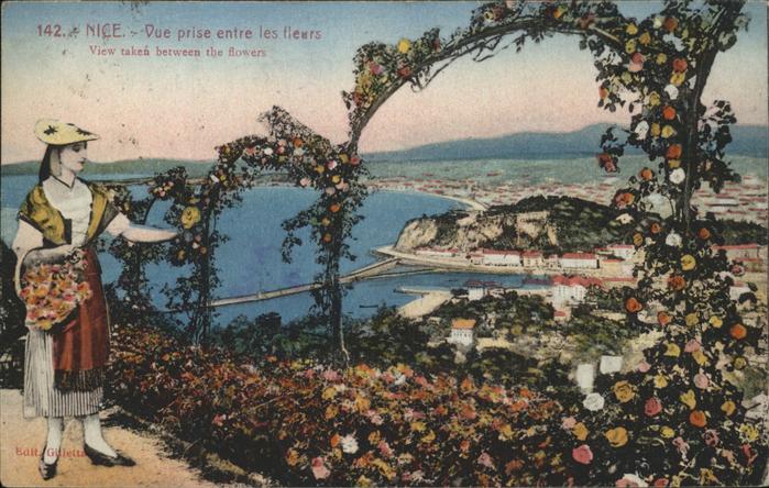 Nice Alpes Maritimes Vue panoramiqe prise entre les fleurs P