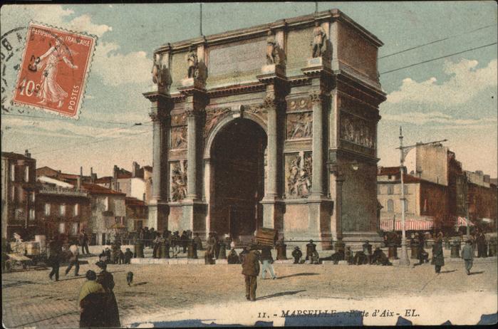 Marseille Bouches-du-Rhone Porte d_Aix Stempel auf AK