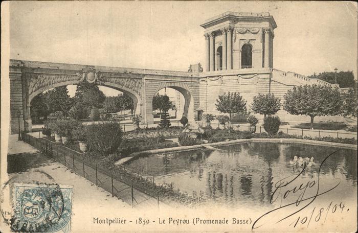 Montpellier Herault Le Peyrou Promenade Stempel auf AK