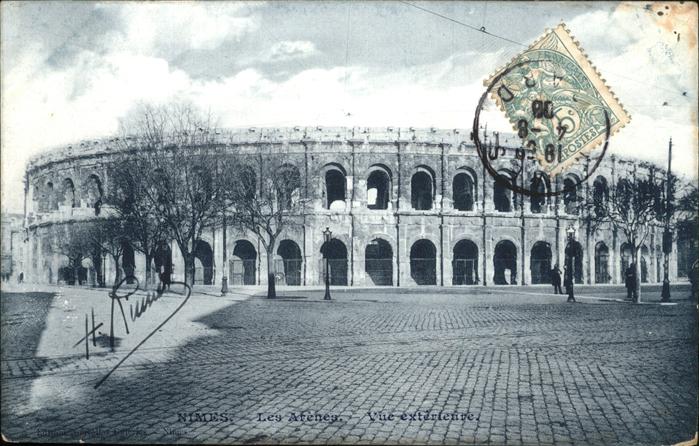 Nimes Les Arenes vue exterieure Stempel auf A