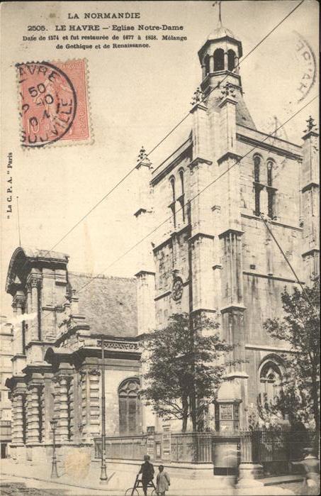 Le Havre Eglise Notre Dame Stempel auf AK