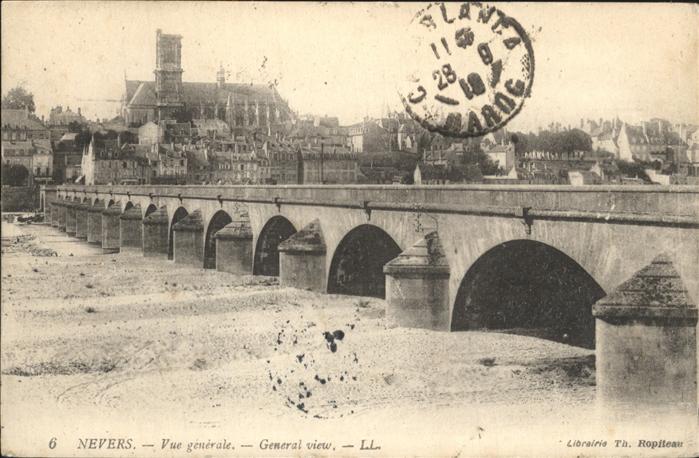 Nevers 58 Vue generale Pont Eglise Stempel auf AK