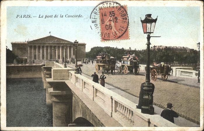 Paris Pont de la Concorde Pferdefuhrwerk Stem